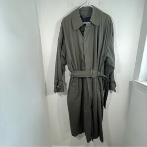 Vintage Burberry Olive Green Novacheck Wool Lined Trench Coat 40 Burberrys